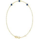 14K Yellow Gold Lab-Grown Blue Sapphire Bezel-Set 3-Stone 6 1/2-7 1/2" Bracelet