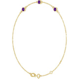 14K Yellow Gold Natural Amethyst Bezel-Set 3-Stone 6 1/2-7 1/2" Bracelet