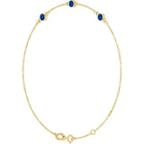14K Yellow Gold Lab-Grown Blue Sapphire Bezel-Set Three-Stone 6 1/2-7 1/2" Bracelet