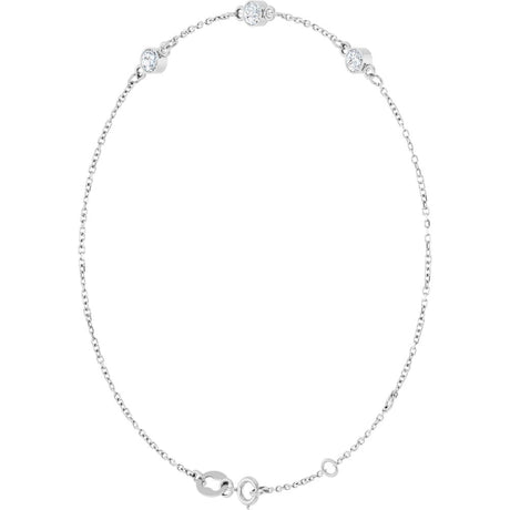 14K White Gold 1/3 CTW Lab-Grown Diamond Bezel-Set 3-Stone 6 1/2-7 1/2" Bracelet