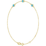 14K Yellow Gold Natural Aquamarine Bezel-Set 3-Stone 6 1/2-7 1/2" Bracelet