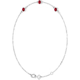 Sterling Silver Lab-Grown Ruby Bezel-Set 3-Stone 6 1/2-7 1/2" Bracelet
