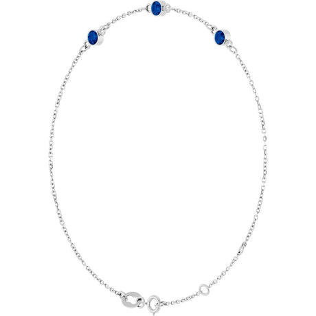 Sterling Silver Lab-Grown Blue Sapphire Bezel-Set 3-Stone 6 1/2-7 1/2" Bracelet