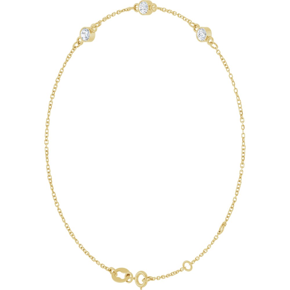 14K Yellow Gold 1/3 CTW Lab-Grown Diamond Bezel-Set Three-Stone 6 1/2-7 1/2" Bracelet