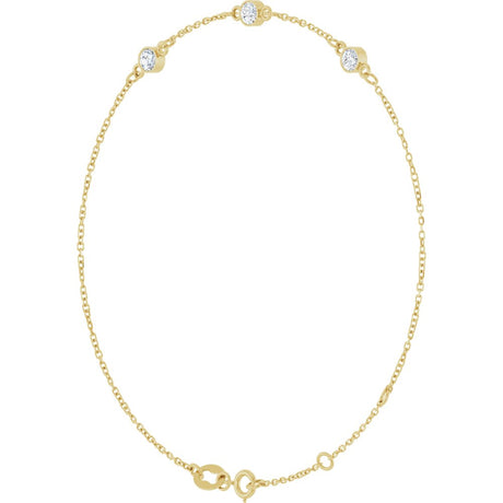 14K Yellow Gold 1/3 CTW Lab-Grown Diamond Bezel-Set Three-Stone 6 1/2-7 1/2" Bracelet