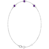 Sterling Silver Natural Amethyst Bezel-Set 3-Stone 6 1/2-7 1/2" Bracelet