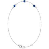 Sterling Silver Lab-Grown Blue Sapphire Bezel-Set 3-Stone 6 1/2-7 1/2" Bracelet