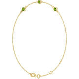14K Yellow Gold Natural Peridot Bezel-Set 3-Stone 6 1/2-7 1/2" Bracelet