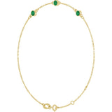14K Yellow Gold Natural Emerald Bezel-Set Three-Stone 6 1/2-7 1/2" Bracelet