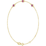 14K Yellow Gold Natural Pink Tourmaline Bezel-Set 3-Stone 6 1/2-7 1/2" Bracelet