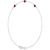 Sterling Silver Natural Mozambique Garnet Bezel-Set 3-Stone 6 1/2-7 1/2" Bracelet