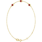 14K Yellow Gold Lab-Grown Ruby Bezel-Set Three-Stone 6 1/2-7 1/2" Bracelet