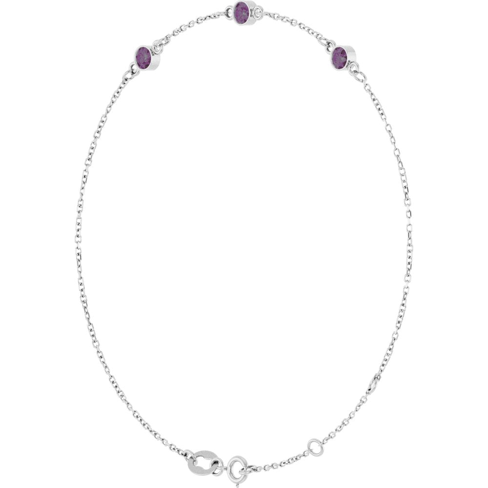 Sterling Silver Lab-Grown Alexandrite 6 1/2-7 1/2" Bracelet