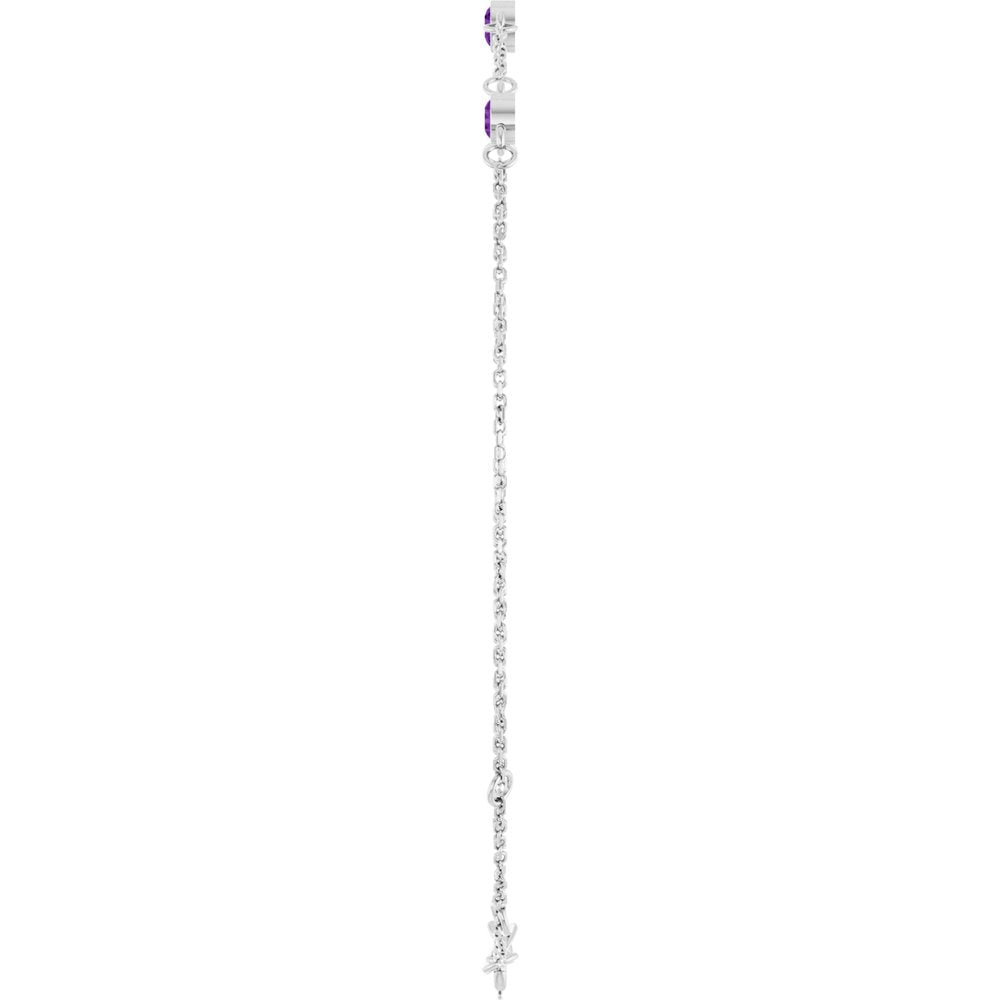 Sterling Silver Natural Amethyst Bezel-Set 3-Stone 6 1/2-7 1/2" Bracelet