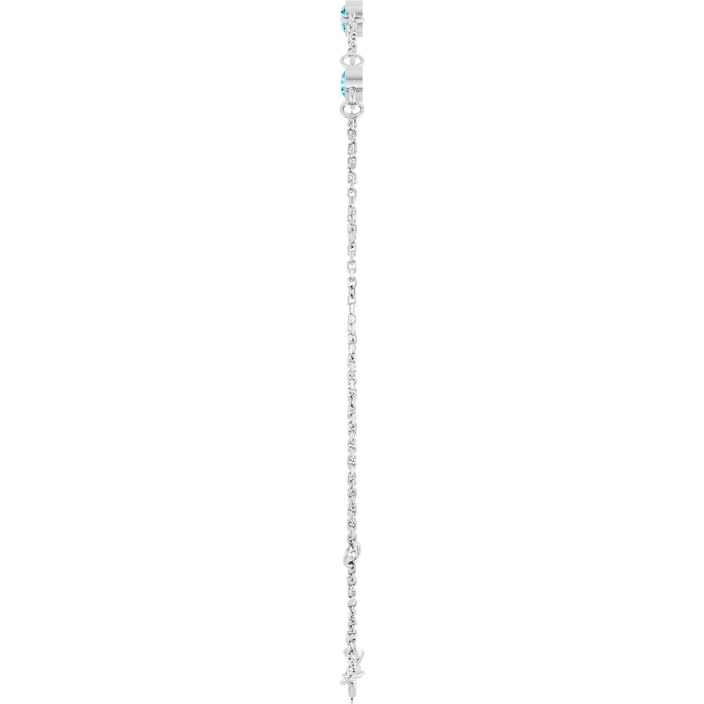 14K White Gold Natural Aquamarine Bezel-Set 3-Stone 6 1/2-7 1/2" Bracelet