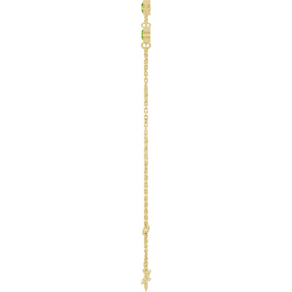 14K Yellow Gold Natural Peridot Bezel-Set 3-Stone 6 1/2-7 1/2" Bracelet