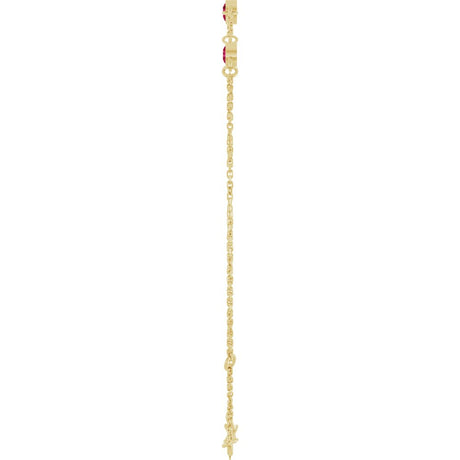 14K Yellow Gold Natural Ruby Bezel-Set 3-Stone 6 1/2-7 1/2" Bracelet