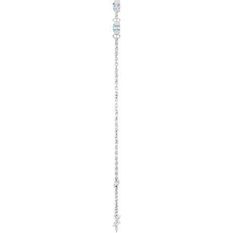 14K White Gold Natural Aquamarine Bezel-Set 3-Stone 6 1/2-7 1/2" Bracelet