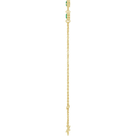 14K Yellow Gold Natural Emerald Bezel-Set 3-Stone 6 1/2-7 1/2" Bracelet