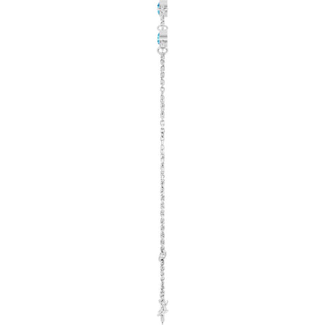 Sterling Silver Natural Blue Zircon Bezel-Set 3-Stone 6 1/2-7 1/2" Bracelet