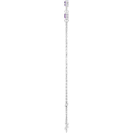 Sterling Silver Natural Amethyst Bezel-Set 3-Stone 6 1/2-7 1/2" Bracelet