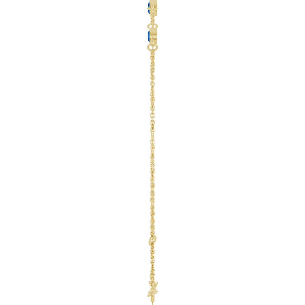 14K Yellow Gold Lab-Grown Blue Sapphire Bezel-Set 3-Stone 6 1/2-7 1/2" Bracelet