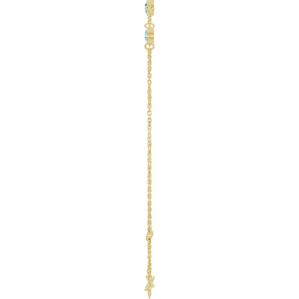 14K Yellow Gold Natural Aquamarine Bezel-Set 3-Stone 6 1/2-7 1/2" Bracelet
