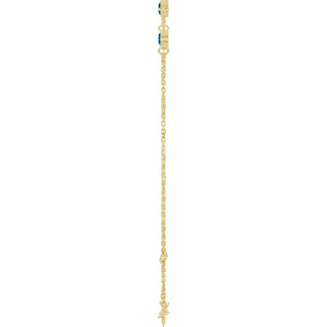 14K Yellow Gold Lab-Grown Blue Sapphire Bezel-Set 3-Stone 6 1/2-7 1/2" Bracelet