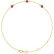 14K Yellow Gold Natural Pink Tourmaline Bezel-Set 3-Stone 6 1/2-7 1/2" Bracelet