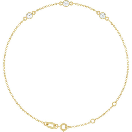 14K Yellow Gold 1/3 CTW Lab-Grown Diamond Bezel-Set 3-Stone 6 1/2-7 1/2" Bracelet
