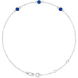 14K White Gold Lab-Grown Blue Sapphire Bezel-Set Three-Stone 6 1/2-7 1/2" Bracelet