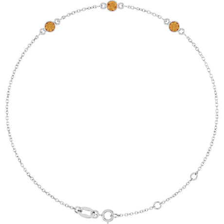 Sterling Silver Natural Citrine Bezel-Set 3-Stone 6 1/2-7 1/2" Bracelet