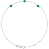 Sterling Silver Lab-Grown Emerald 6 1/2-7 1/2" Bracelet
