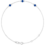 Sterling Silver Lab-Grown Blue Sapphire Bezel-Set 3-Stone 6 1/2-7 1/2" Bracelet