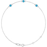 Sterling Silver Natural Blue Zircon 6 1/2-7 1/2" Bracelet