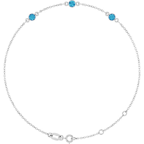 Sterling Silver Natural Blue Zircon 6 1/2-7 1/2" Bracelet