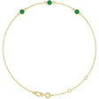 14K Yellow Gold Lab-Grown Emerald Bezel-Set Three-Stone 6 1/2-7 1/2" Bracelet