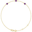 14K Yellow Gold Natural Amethyst Bezel-Set 3-Stone 6 1/2-7 1/2" Bracelet