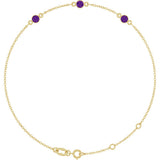 14K Yellow Gold Natural Amethyst Bezel-Set 3-Stone 6 1/2-7 1/2" Bracelet