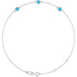 14K White Gold Natural Aquamarine Bezel-Set 3-Stone 6 1/2-7 1/2" Bracelet