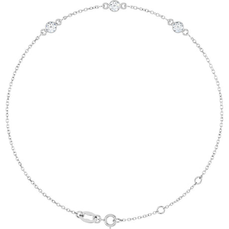 14K White Gold 1/3 CTW Lab-Grown Diamond Bezel-Set Three-Stone 6 1/2-7 1/2" Bracelet