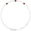 Sterling Silver Natural Mozambique Garnet Bezel-Set 3-Stone 6 1/2-7 1/2" Bracelet