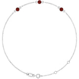 Sterling Silver Natural Mozambique Garnet Bezel-Set 3-Stone 6 1/2-7 1/2" Bracelet
