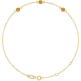14K Yellow Gold Natural Citrine Bezel-Set Three-Stone 6 1/2-7 1/2" Bracelet