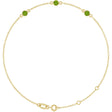 14K Yellow Gold Natural Peridot Bezel-Set 3-Stone 6 1/2-7 1/2" Bracelet