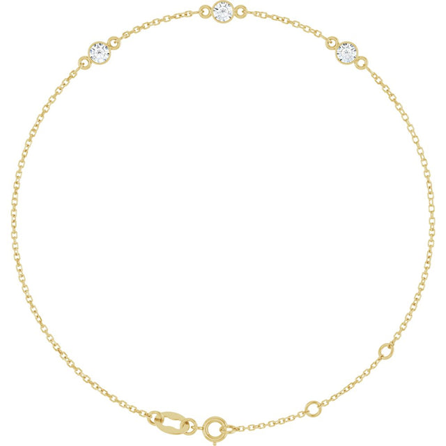 14K Yellow Gold 1/3 CTW Lab-Grown Diamond Bezel-Set 3-Stone 6 1/2-7 1/2" Bracelet