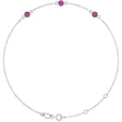 Sterling Silver Natural Pink Tourmaline Bezel-Set 3-Stone 6 1/2-7 1/2" Bracelet