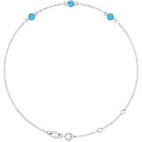14K White Gold Natural Aquamarine Bezel-Set 3-Stone 6 1/2-7 1/2" Bracelet