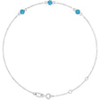 Sterling Silver Natural Blue Zircon Bezel-Set 3-Stone 6 1/2-7 1/2" Bracelet