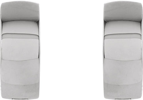 14K White 14 mm Hinged Hoop Earrings